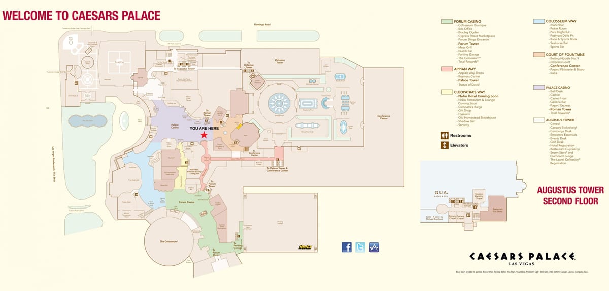 Caesars mapa de Las Vegas