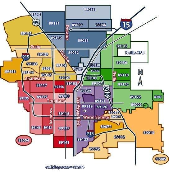 Las Vegas mapa com códigos de zip