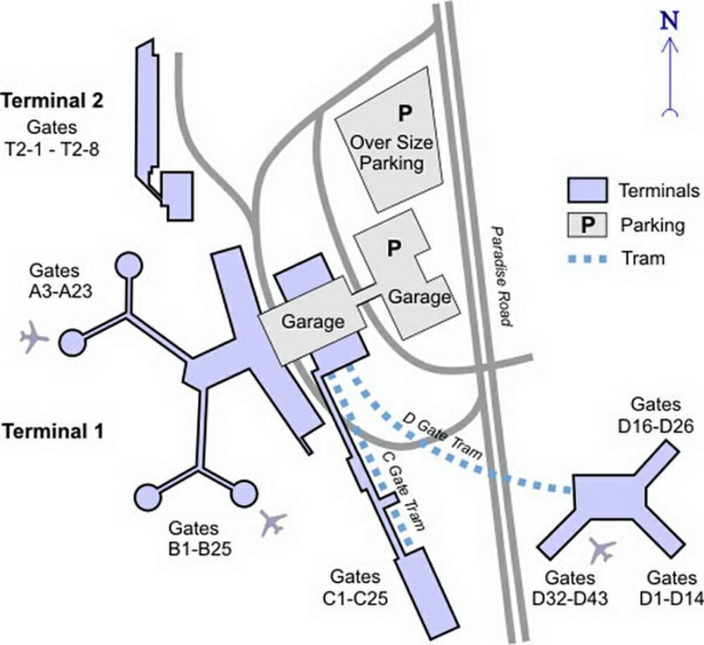 Aeroporto McCarran terminal mapa