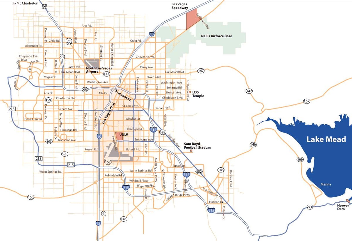 mapa de Las Vegas área