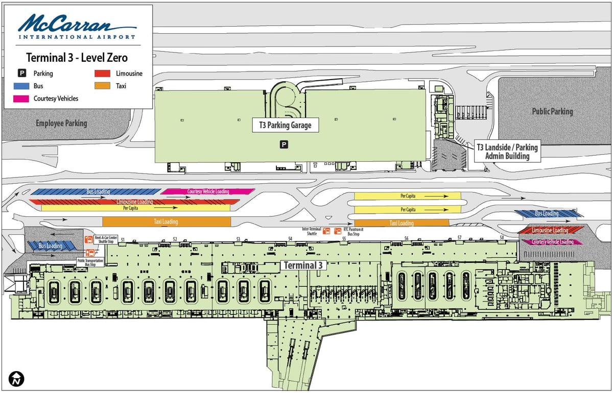 Las Vegas mapa do aeroporto terminal 3