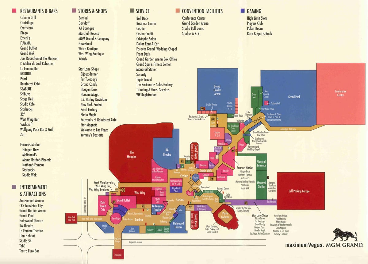 mapa do MGM grand em Las Vegas
